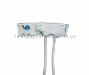 Neonat # 2 jednokratna manžetna, 4-8cm ruka, bijela sa svetlo plavom bojom, dvostruka cev